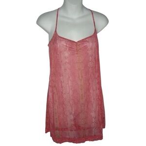 Victoria's Secret Orange Snakeskin Lace Chemise Sheer Sexy Nighty Lingerie Slip